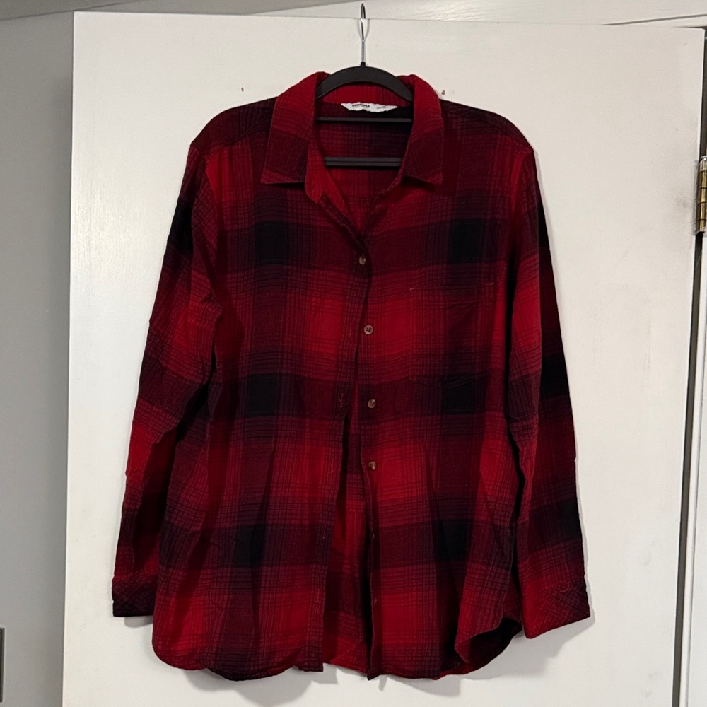 Sonoma Red and Black Plaid Button-Up Shirt